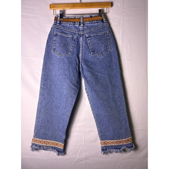 Y2K Route 66 Embroidered Frayed Hem Jeans Straight Leg Pockets Women's X-Small - Picture 2 of 4